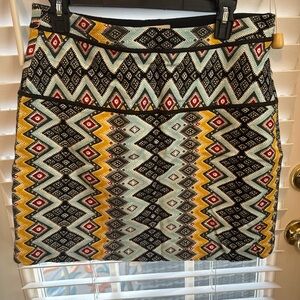 LOFT Black, Yellow, and Cream Mini Skirt
